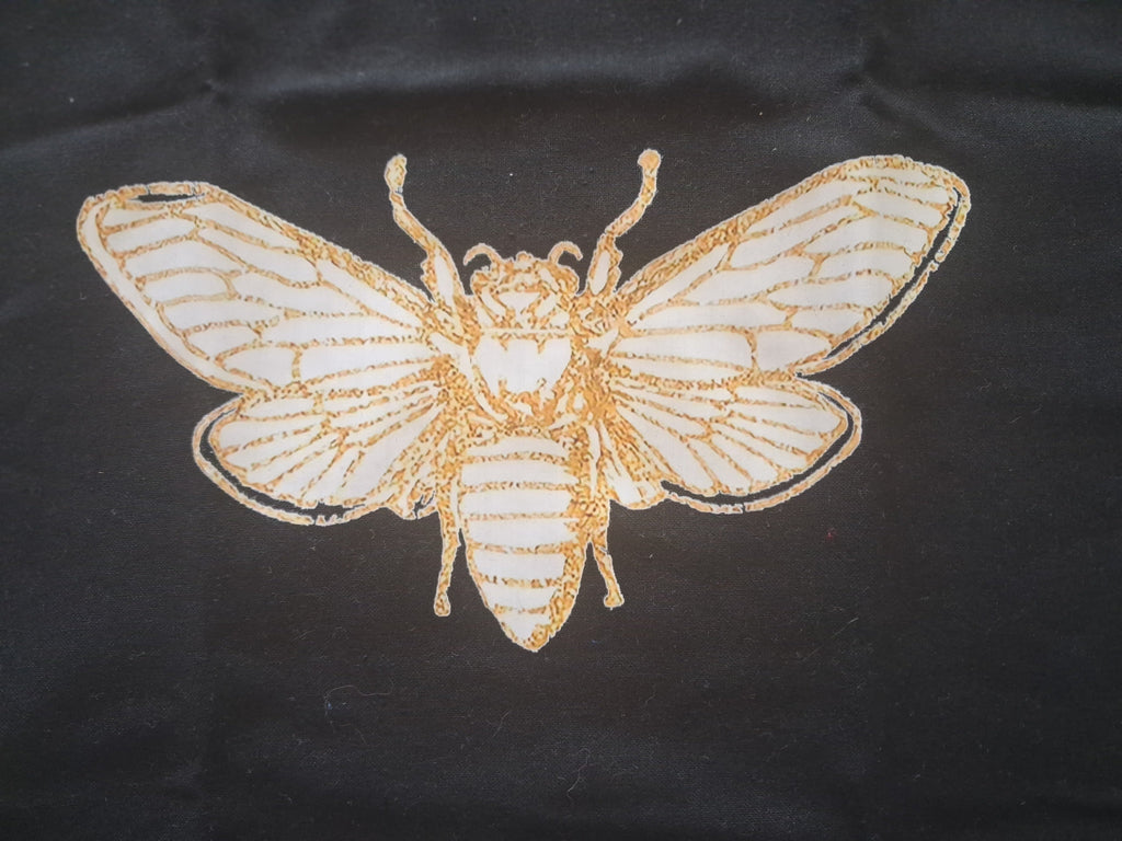 'Queen Bee' 100% recycled cotton black tote bag