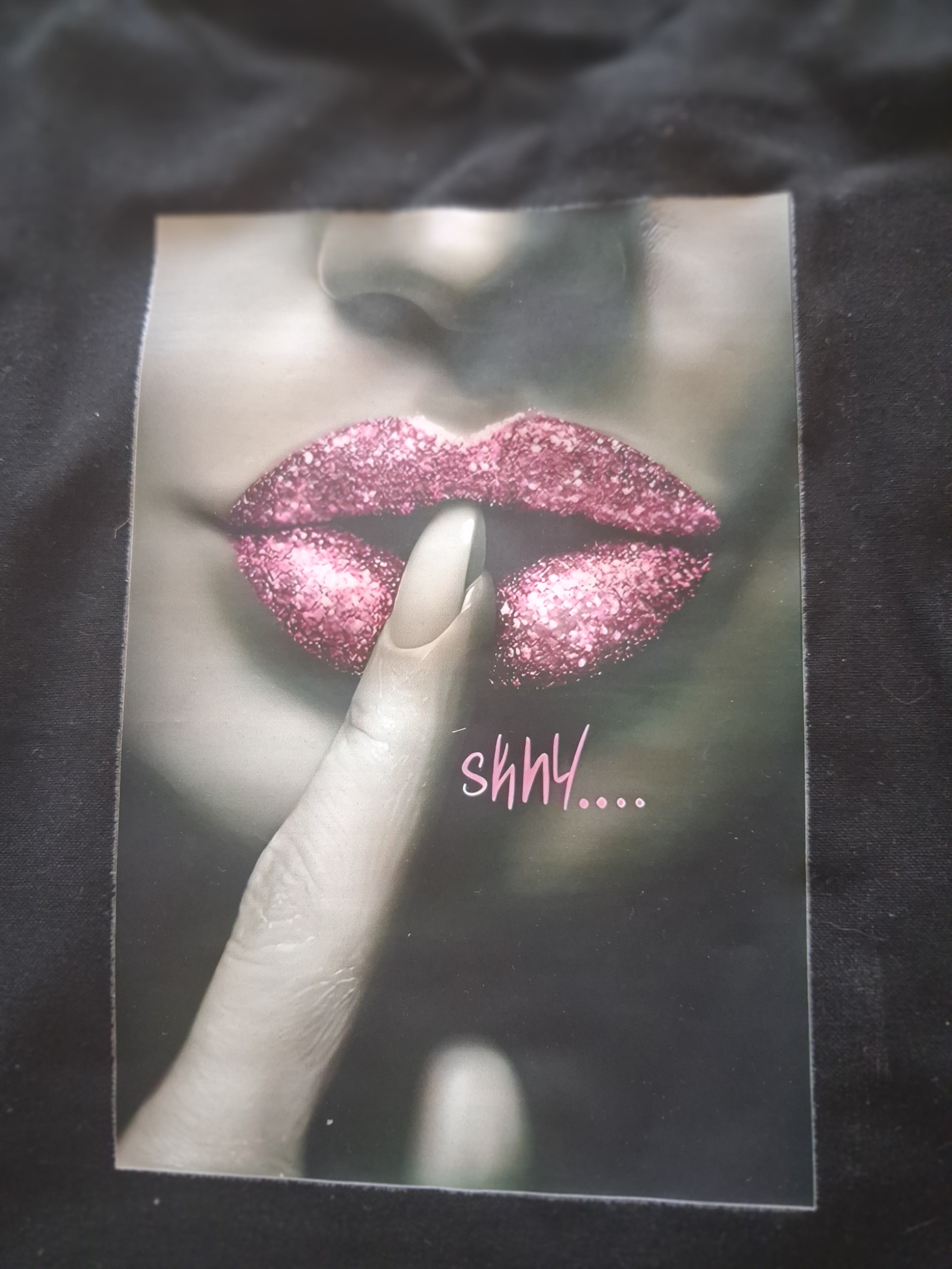 'Shhh' stunnning design black cotton tote bag