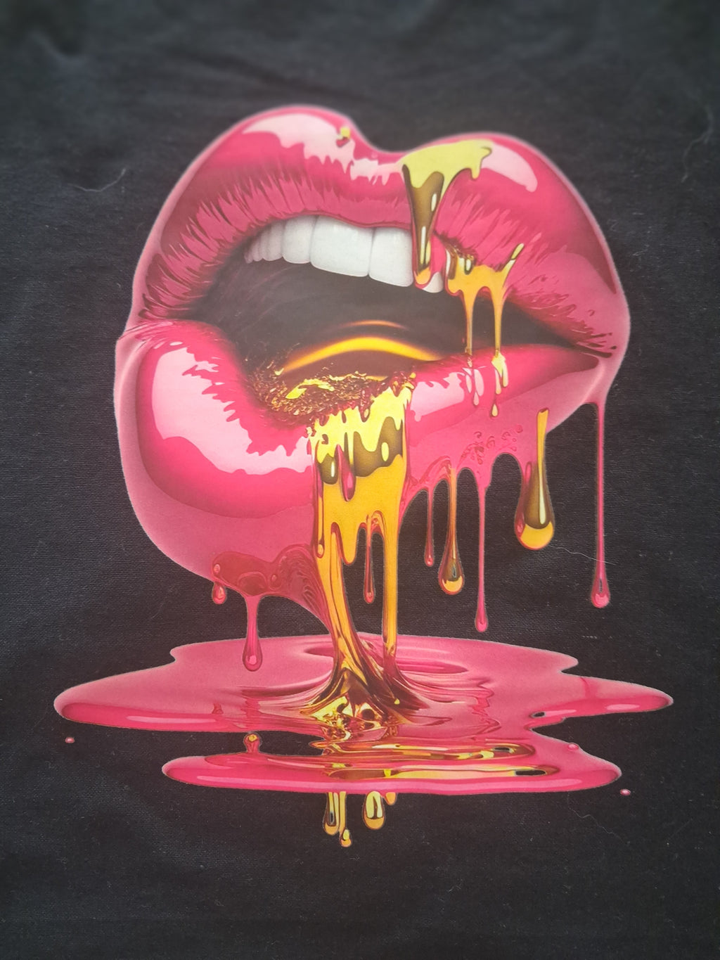 'Drip' Bold Lips Black Cotton Tote Bag