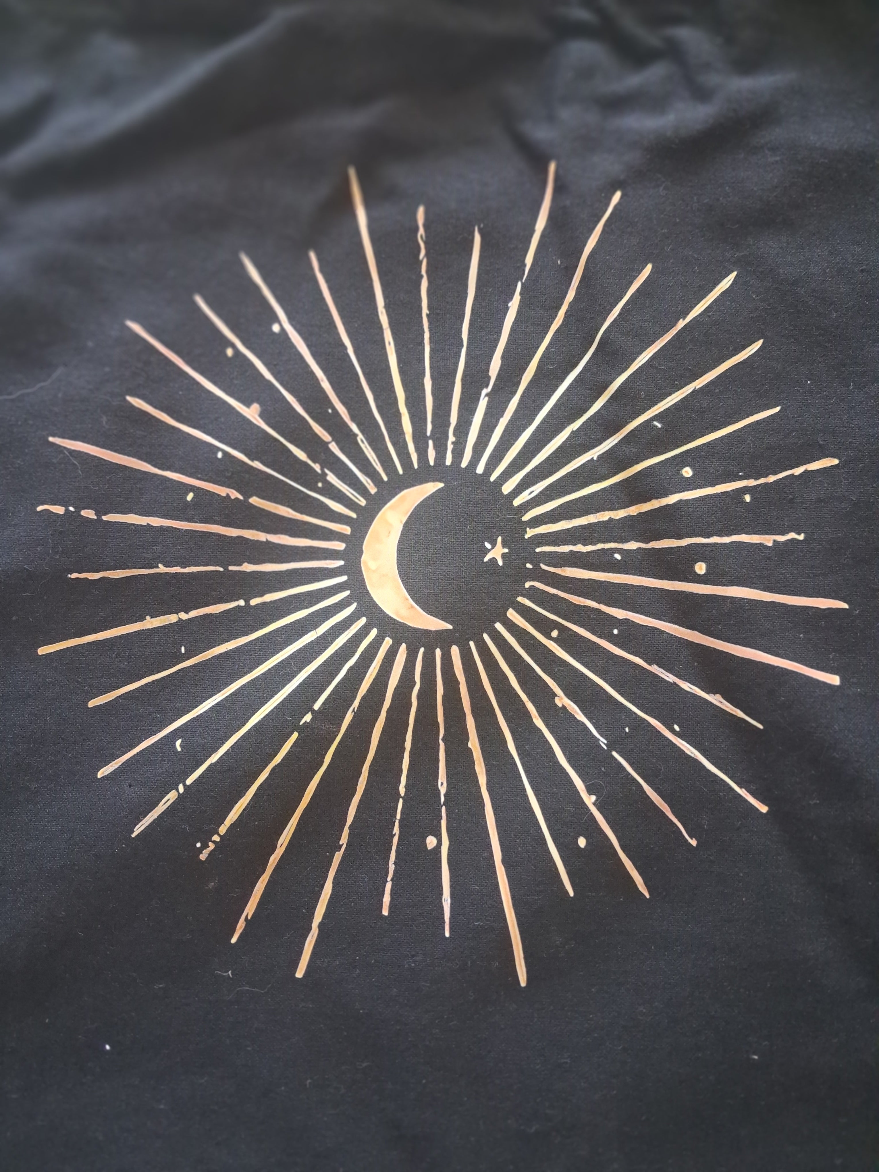 'Celestial' Crescent Moon Black Cotton Tote Bag