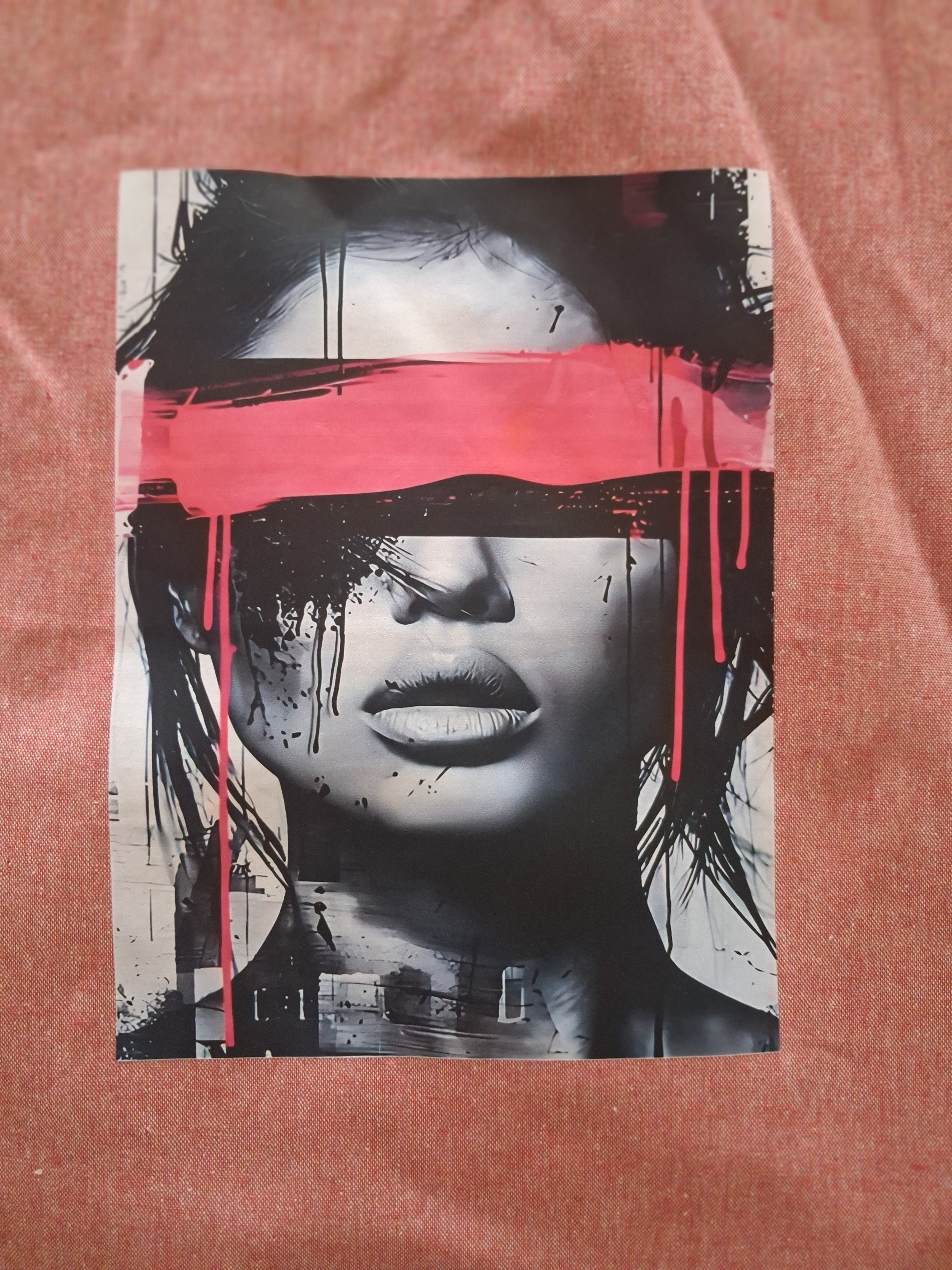 'See No Evil' boho design pink cotton tote bag