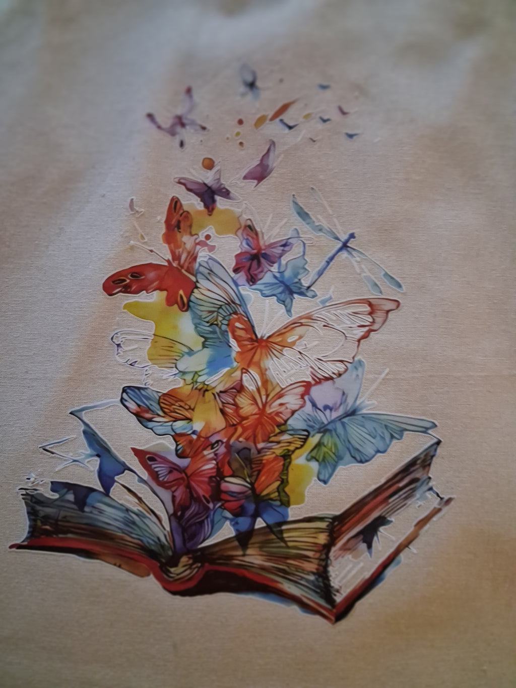 'Story Wings' Butterfly Book Natural Cotton Tote Bag