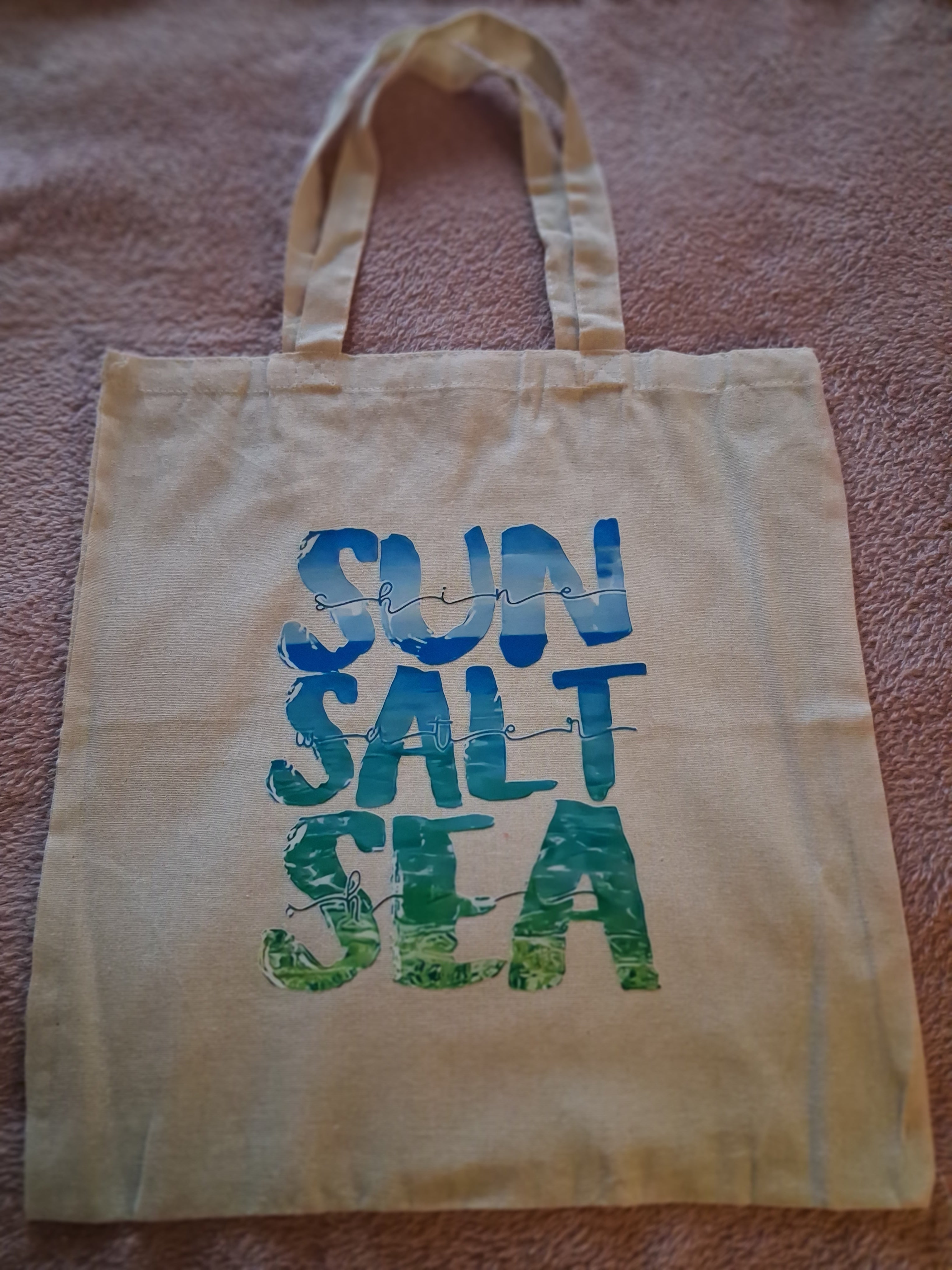 'Sun, Salt, Sea' cream cotton tote bag