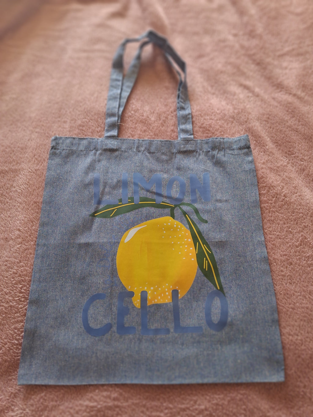'La Dolce Vita' beautiful blue cotton tote bag