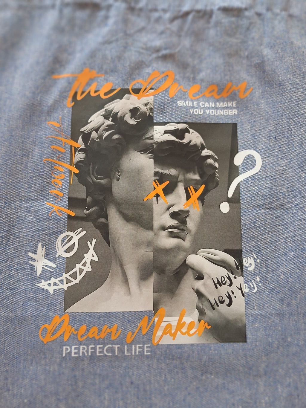 'Dream Maker' David Graffiti Blue Cotton Tote Bag