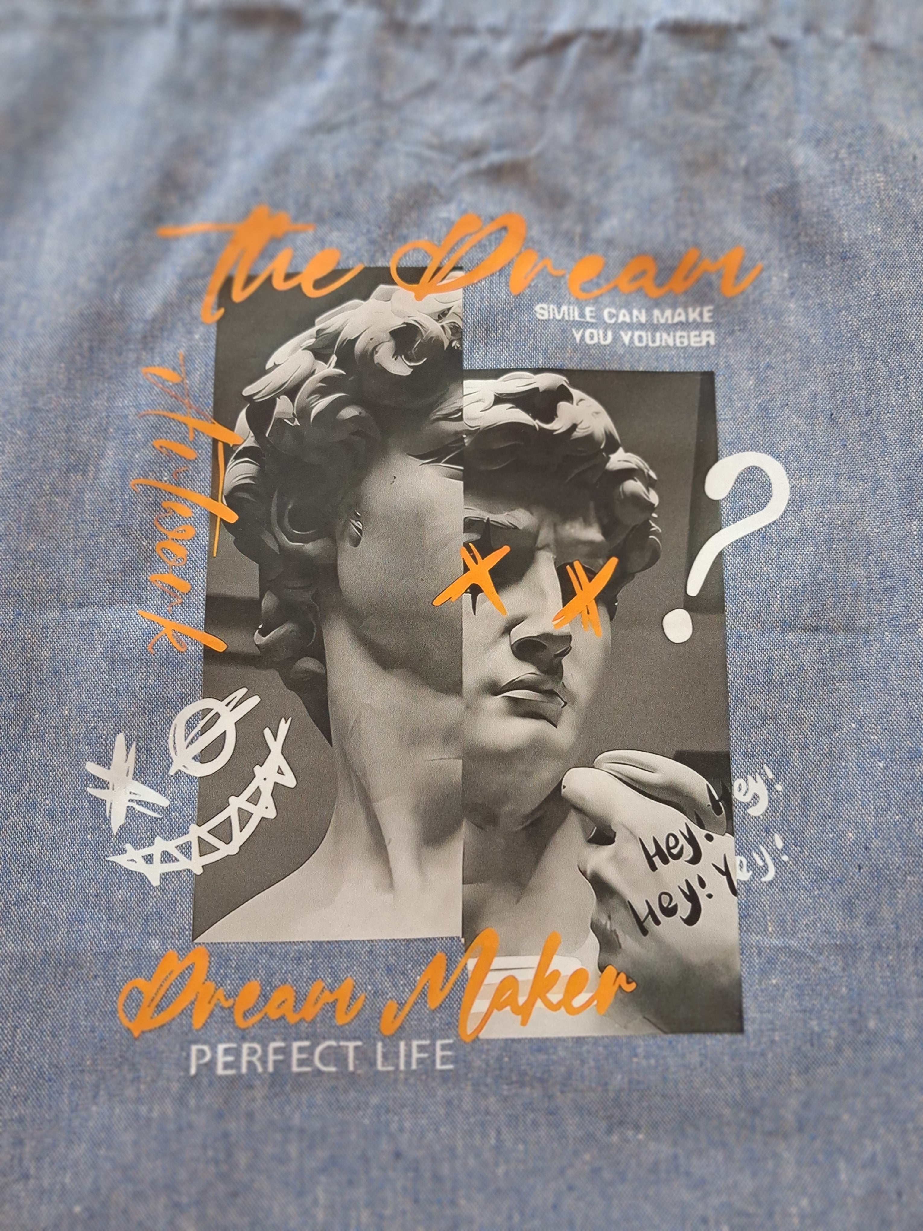 'Dream Maker' David Graffiti Blue Cotton Tote Bag