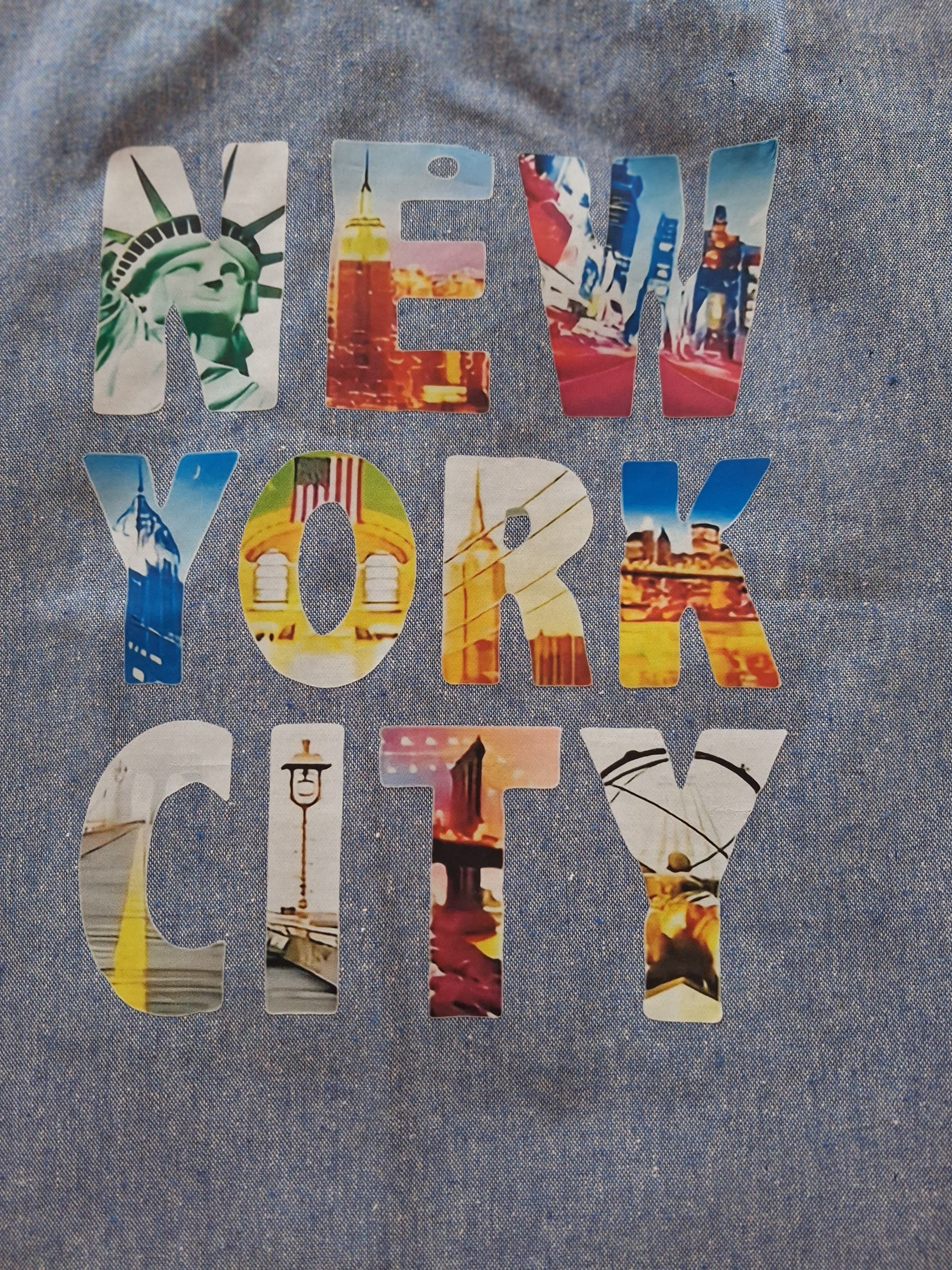 New York City Landmark Photo Blue Cotton Tote Bag