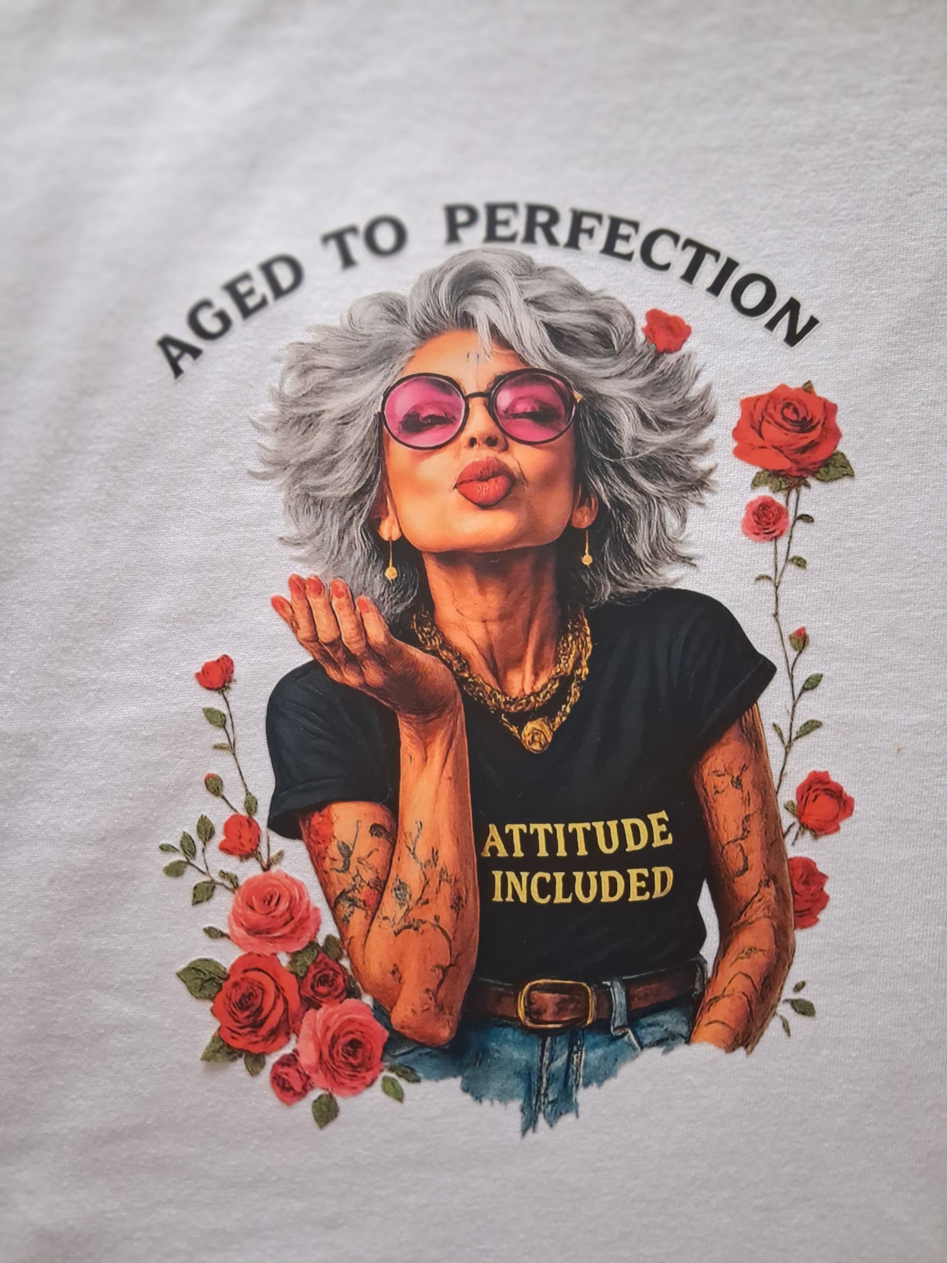 'Aged to Perfection' one off design skinny fit white cotton t-shirt size S