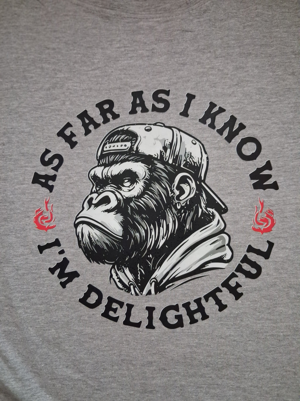 'Delightful' One-Off Boho Graphic Grey T-Shirt Size XL