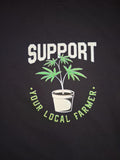 'Support Your Local Farmer' One-Off Graphic Black T-Shirt Size M