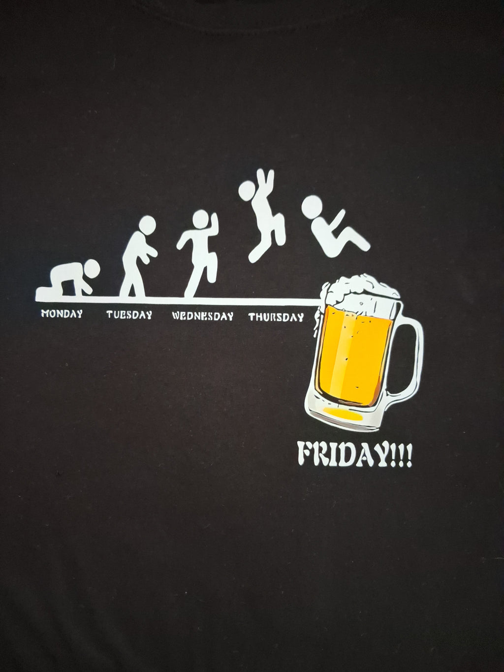 'Jump into the Weekend' Funny Graphic Black T-Shirt Size M