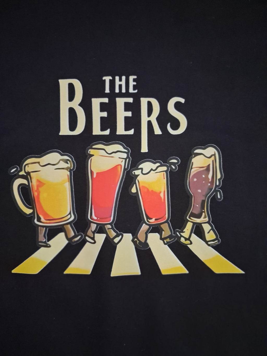 'The Beers' One-Off Graphic Black Cotton T-Shirt
