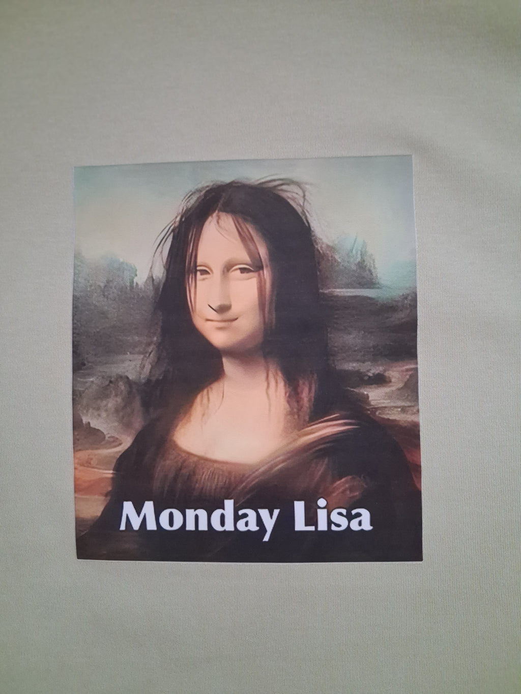Monday Lisa One-Off Humour Graphic Sage Green T-Shirt | Size M