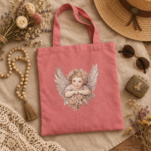 Angel Face tote flat lay