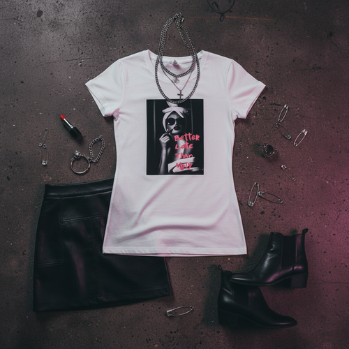 Better Late Than Ugly Tee Flat Lay