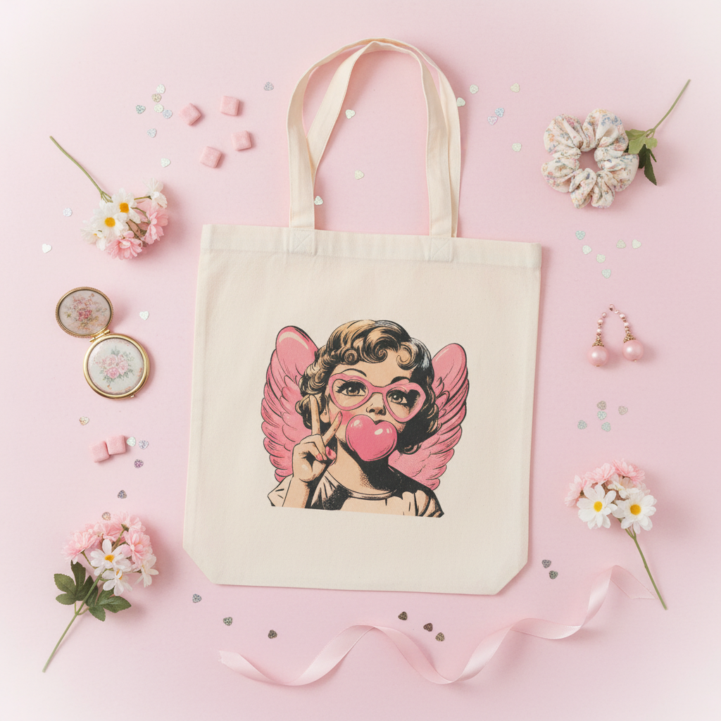 Bubblegum Angel Tote Flat Lay