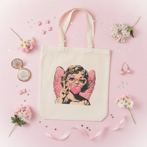 Bubblegum Angel Tote Flat Lay