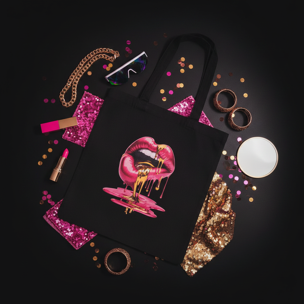 Drip Bold Lips Tote Flat Lay