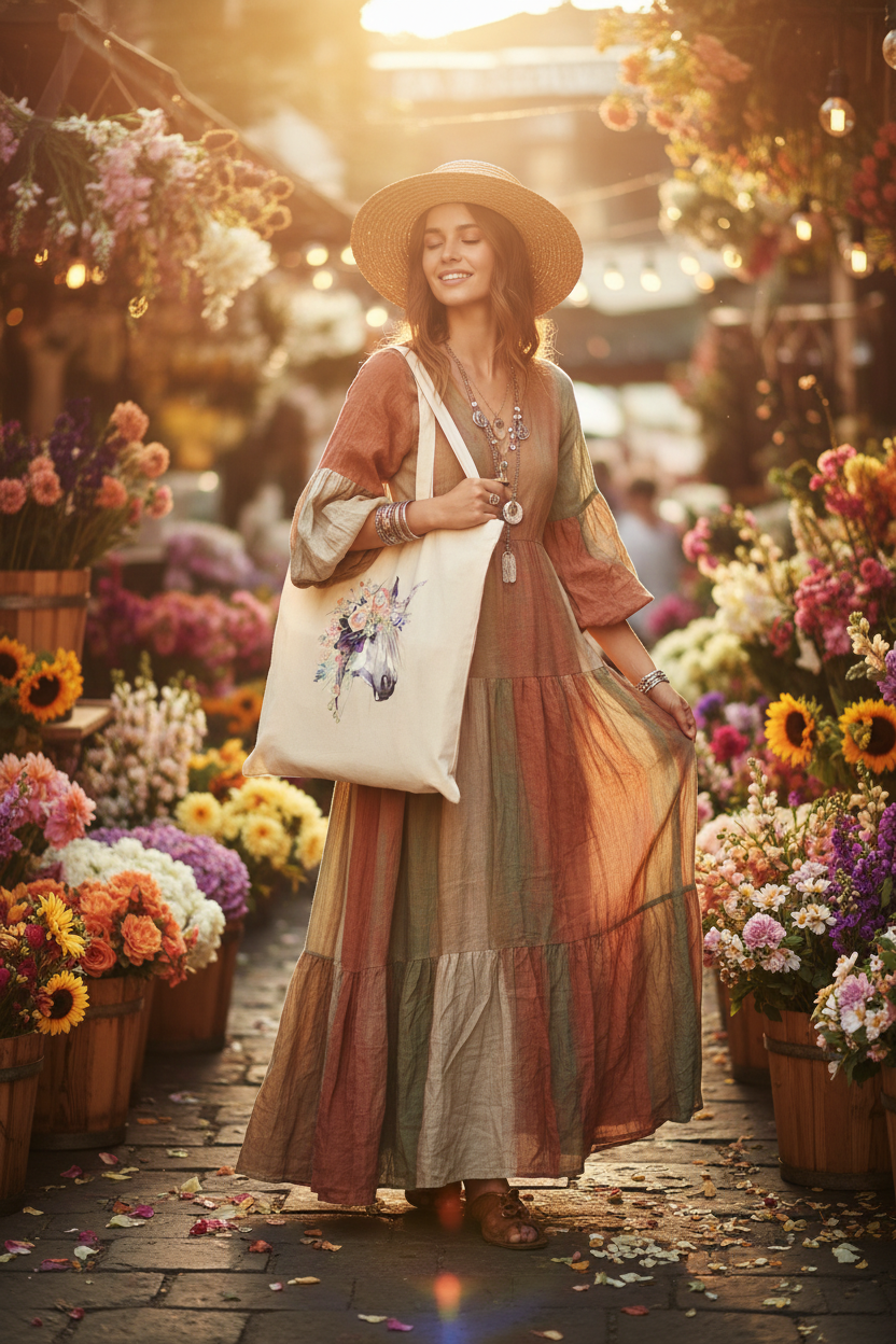 Wild Unicorn Floral Crown Natural Cotton Tote Bag - Lifestyle