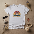 Cat Mom tee flat lay with cat props