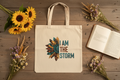 I Am The Storm Tote Bag - Flat Lay