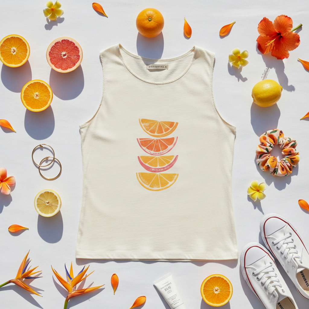 Juicy Fruit Vest Top Flat Lay