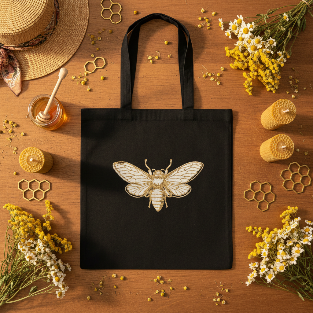 Queen Bee Tote Flat Lay