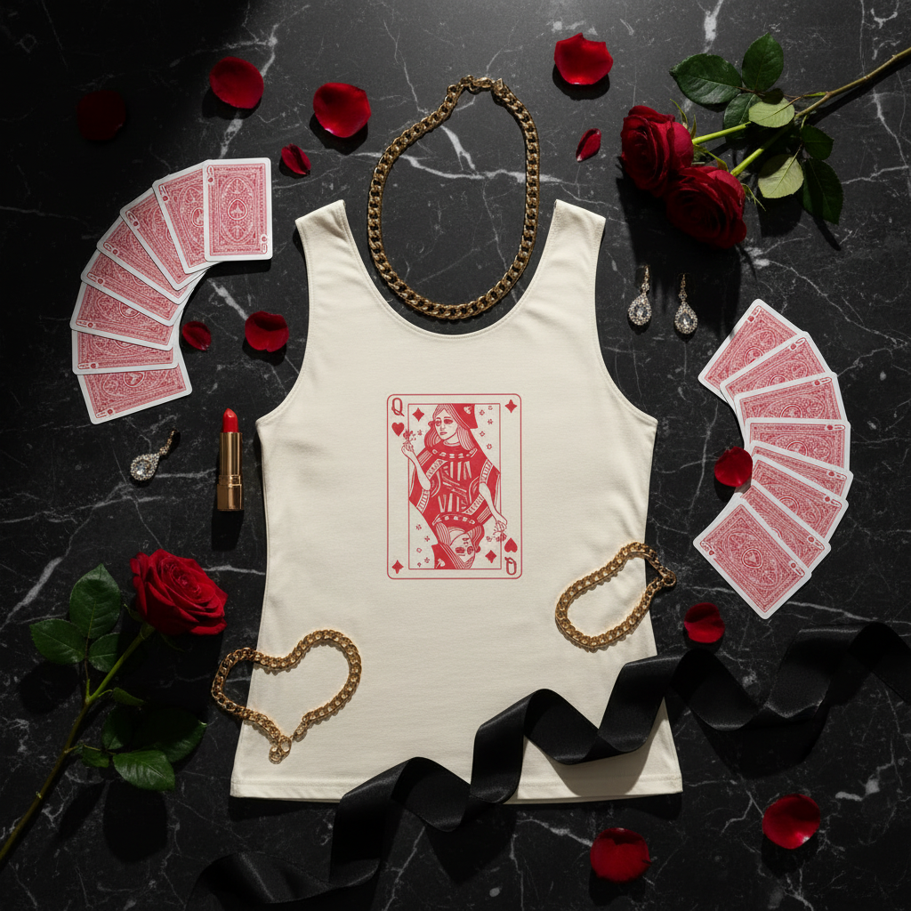 Queen of Hearts Vest Flat Lay