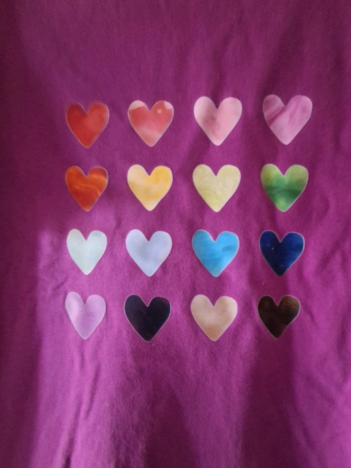 'Summer of Hearts' boho design tshirt size M