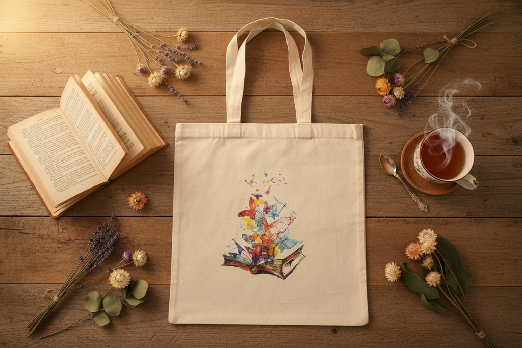 Story Wings Tote Flat Lay